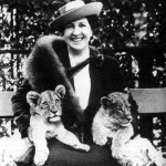 German soprano Frida Leider with lion cubs at Berlin Zoo