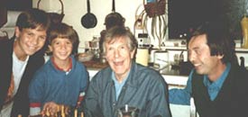 Ivan Tcherepnin and his sons, Stefan and Sergei, entertain John Cage in their kitchen